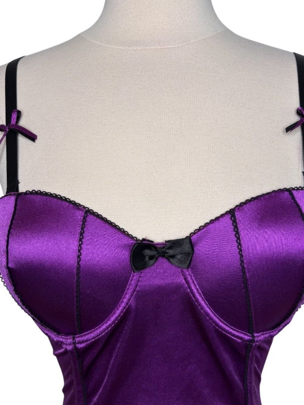 Morbid Threads Y2K Purple Satin Underwire Push Up Bows Corset Top Size 34C - Picture 3 of 12